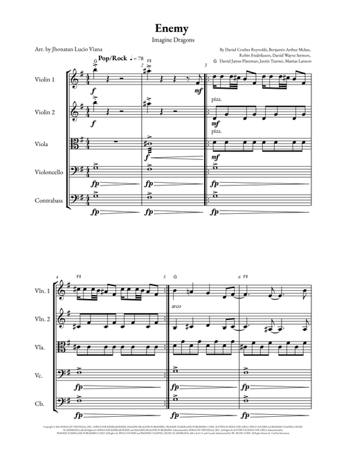 Enemy (Arr. Jhonatan Lucio Viana) - Imagine Dragons X Jid (String Ensemble)