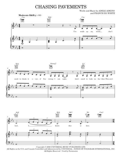 Chasing pavements - Adele (Piano-Vocal-Guitar)
