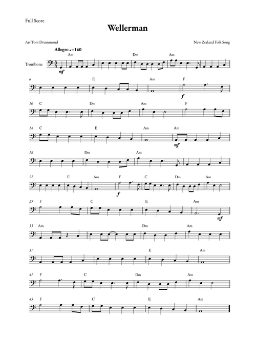 Wellerman (Arr. Tom Drummond) - New Zealand Folk Song (Trombone Solo)