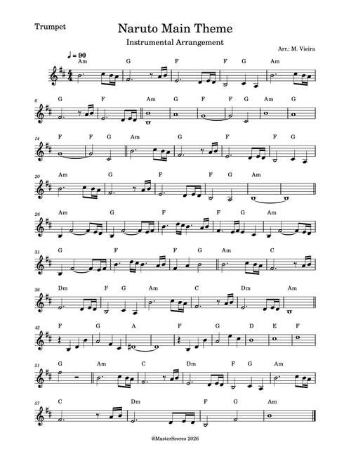 Naruto Main Theme (Arr. M. Vieira) - Toshio Masuda (Trumpet Solo)