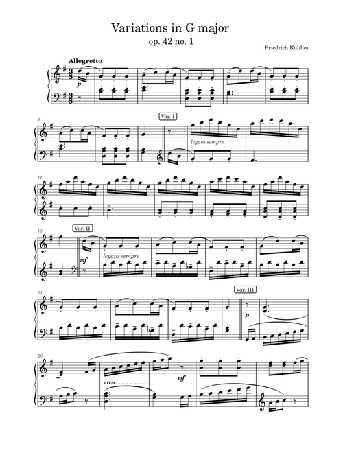 Variations in G major op. 42 no. 1 - Friedrich Kuhlau