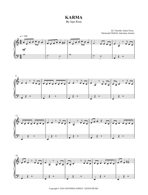 Karma (Arr. SCMusic) - Jojo Siwa (Easy Piano)