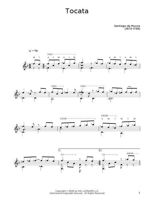 Tocata (Ed. John Hill) - Santiago de Murcia (Solo Guitar)