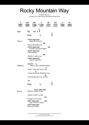 Play Official version of Rocky mountain way Sheet Music by Joe