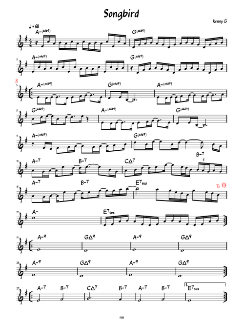 Songbird (Kennyt G) (Lead sheet)
