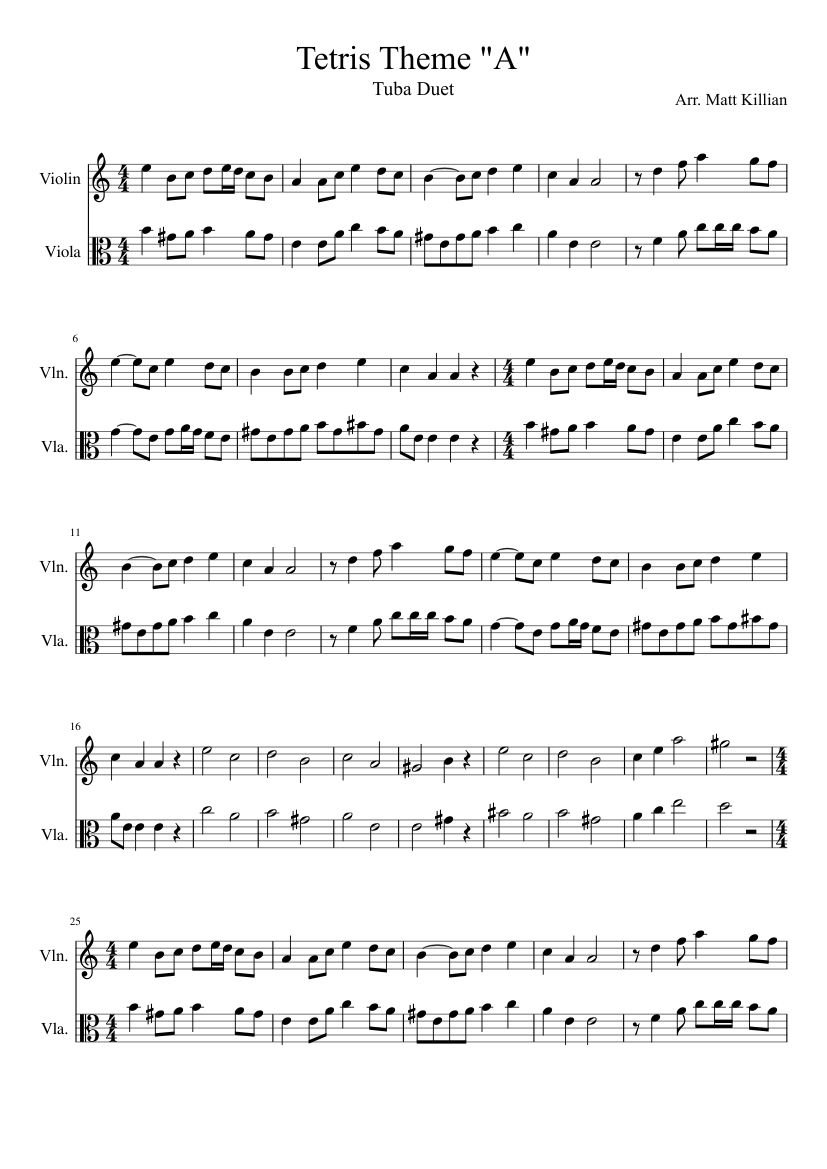 Tetris Violin and Viola Duet Sheet music for Violin, Viola (String  Orchestra) 