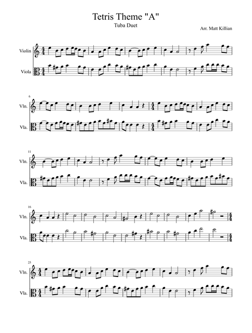 Tetris Violin and Viola Duet