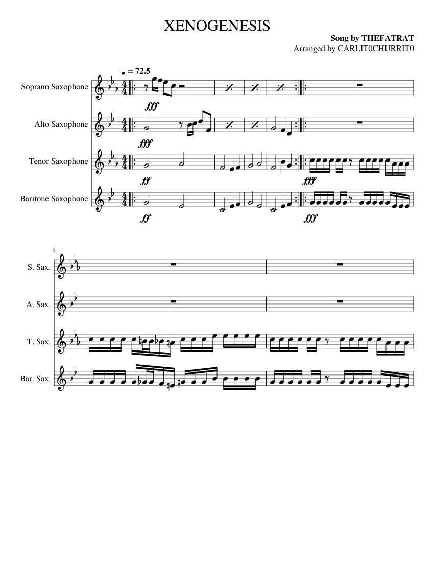XENOGENESIS (OUTRO SONG) by CARLIT0CHURRIT0 Sheet music for Saxophone
