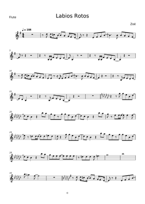 Play Official version of Labios rotos Sheet Music by Zoé (Mexico) for ...