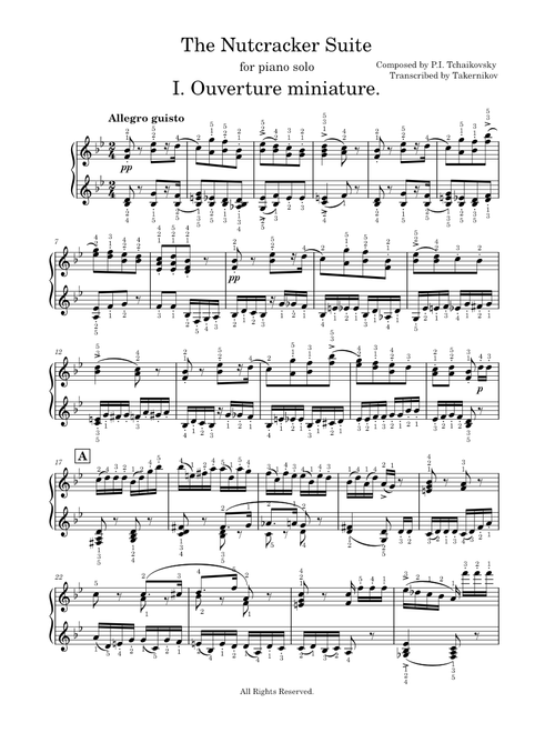 The Nutcracker Suite for piano solo