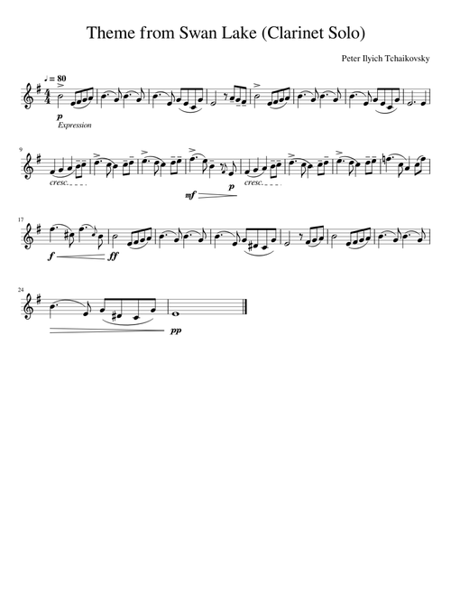 Theme from Swan Lake (Clarinet Solo)