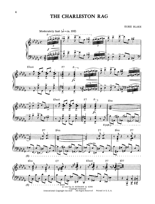 The Charleston Rag - Eubie Blake (Piano Solo)
