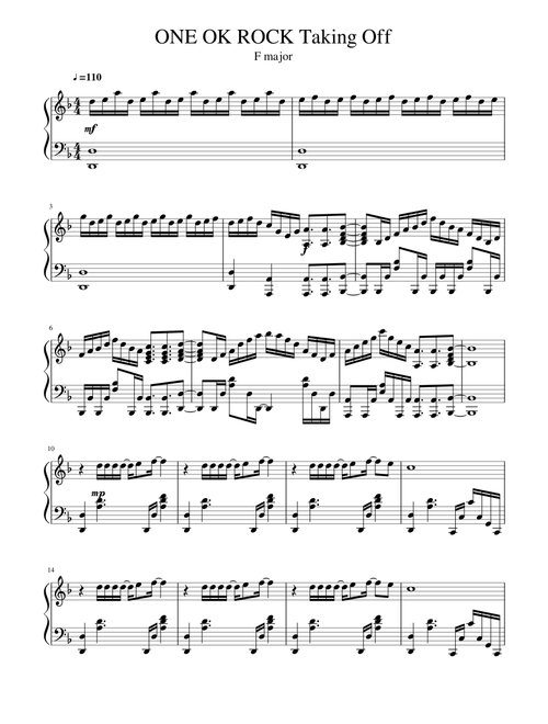 ONE OK ROCK - 20/20 Sheet Music for Piano (Solo) | MuseScore.com