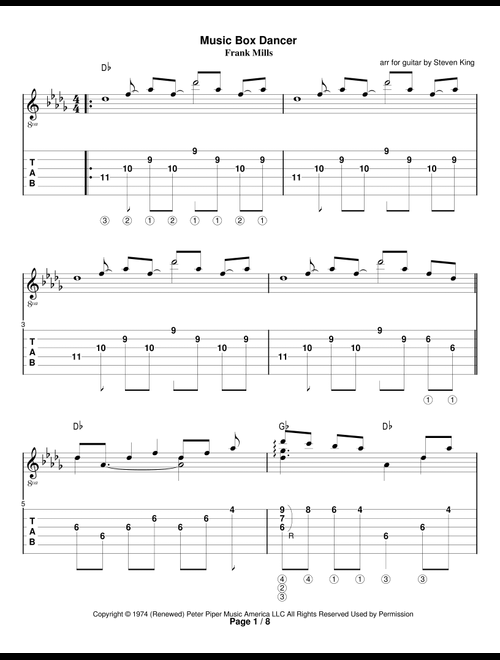 Music Box Dancer (Arr. Steven King) - Frank Mills (Solo Guitar)