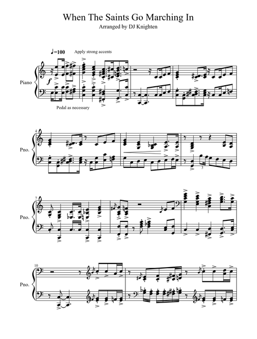 When The Saints Go Marching In - Fun piano arrangement