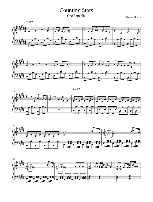Counting Stars sheet music arranged by Edward Sharp