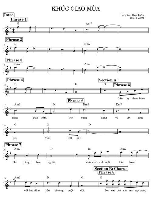 Khúc giao mùa – Melody - Chords Huy Tuấn