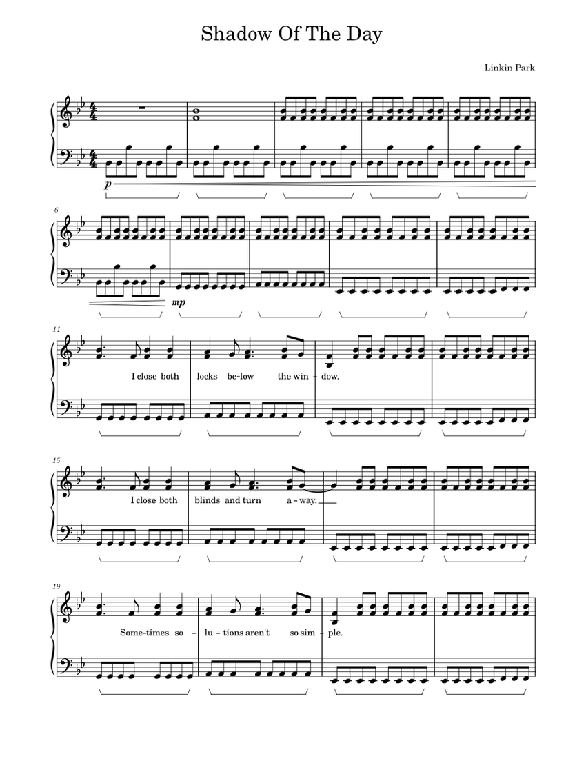 Shadow Of The Day - Linkin Park Sheet music for Piano (Solo) | Musescore.com