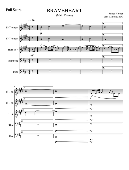 BRAVEHEART (Main Theme) Brass Quintet