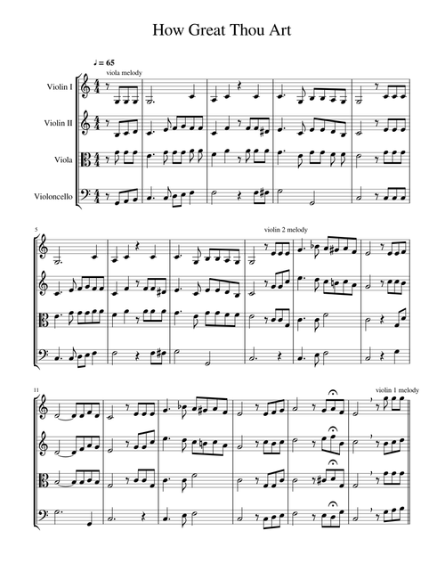 "How Great Thou Art" for String Quartet 