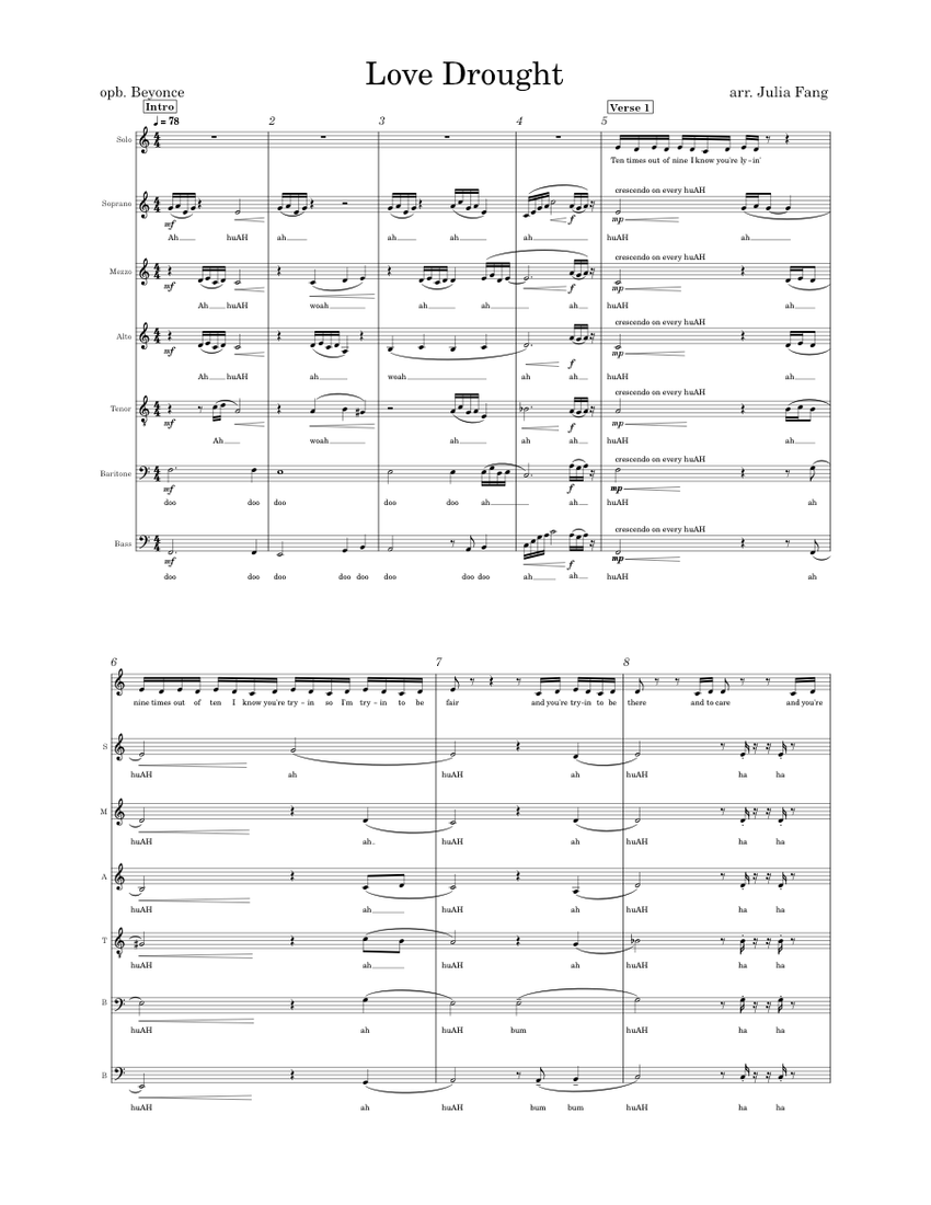 Love Drought opb. Beyonce (SATB Acapella Arrangement) Sheet Music