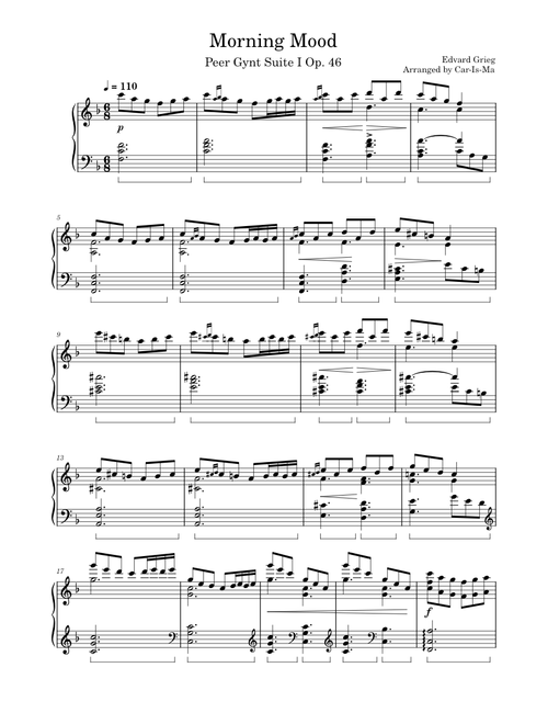 Morning Mood from Peer Gynt Suite No. 1 – Edvard Grieg – Piano Version (Advanced)