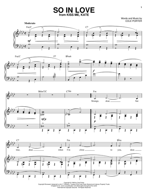 So In Love (from Kiss Me, Kate) - Cole Porter, Kiss Me Kate (Musical) (Piano-Vocal-Guitar)