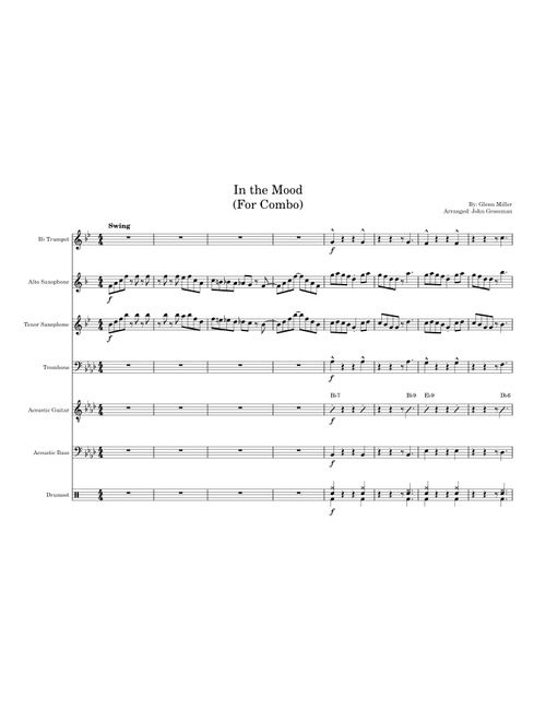 In the Mood (For Jazz Combo) Glenn Miller