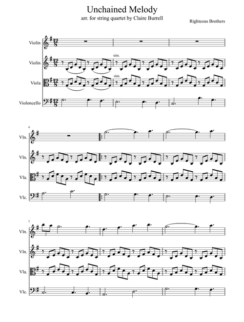 Unchained Melody (Arr. Claire Herzog) - Barry Manilow (String Quartet)