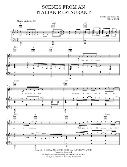 Scenes from an italian restaurant - Billy Joel (Piano-Vocal-Guitar)