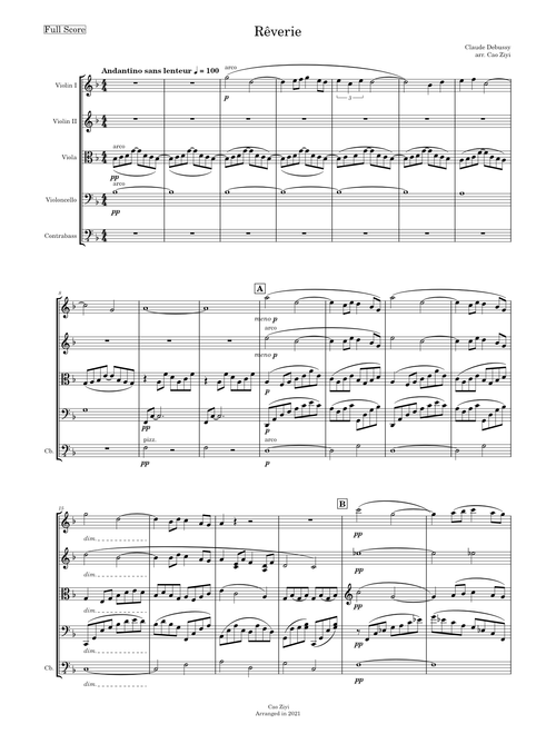 [STRING QUINTET] Rêverie - Claude Debussy