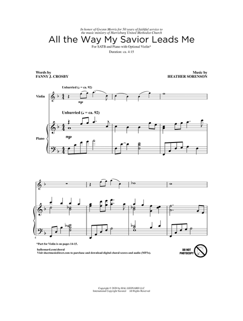 All The Way My Savior Leads Me - Fanny J Crosby (Choral, SATB)