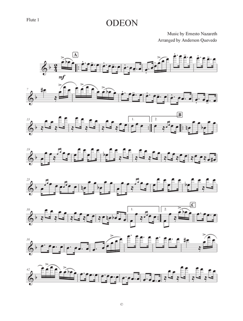 Odeon by Ernesto Nazareth for Flute (Arr. Anderson Quevedo) (Flute Solo)