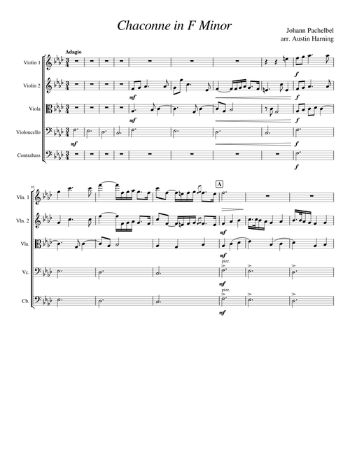Pachelbel's Chaconne in F Minor, for String Orchestra