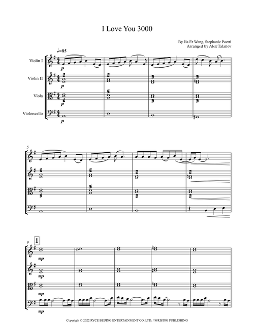I Love You 3000 (Arr. Alex Talanov) - Stephanie Poetri (String Quartet)