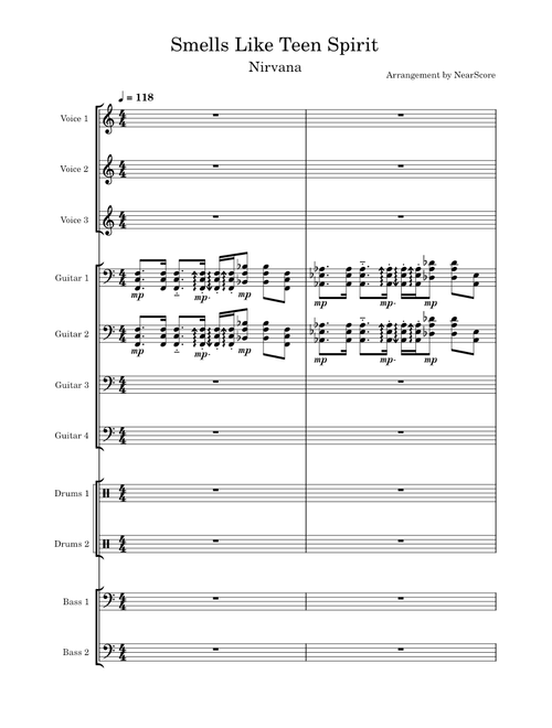 Smells Like Teen Spirit - Nirvana ROCK TRANSCRIPTION ARRANGEMENT [WIP]