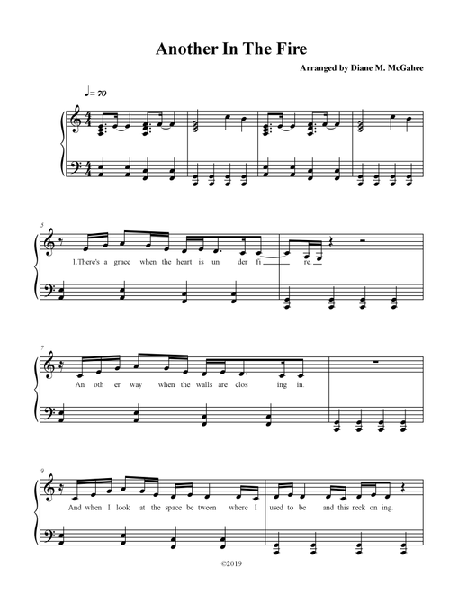 Another In The Fire (Arr. Diane M. McGahee) - More Than 5 (Piano-Vocal-Guitar (Piano Accompaniment))