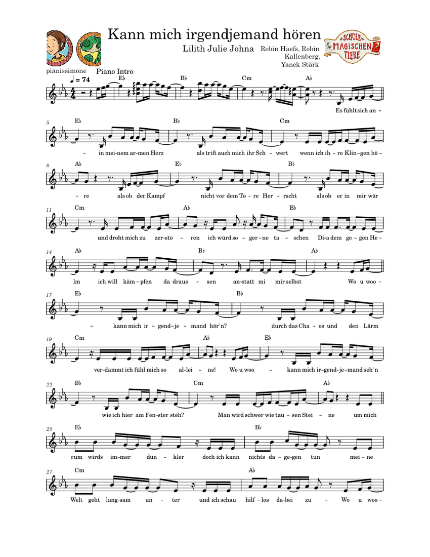 Kann mich irgendjemand hören Sheet music for Piano (Piano-Voice