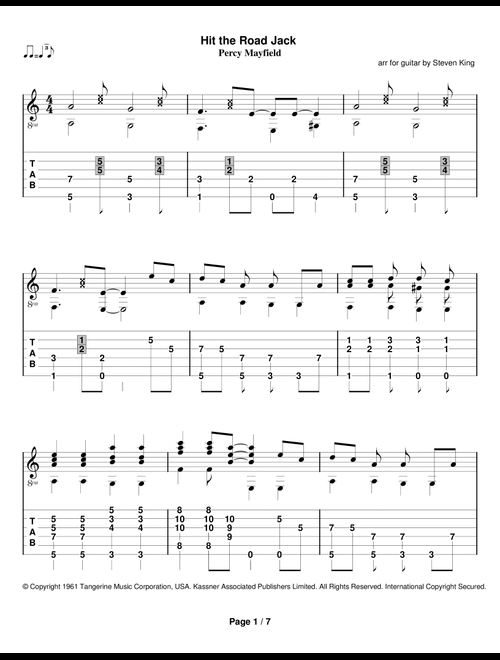 Hit The Road Jack (Arr. Steven King) - Percy Mayfield (Solo Guitar)