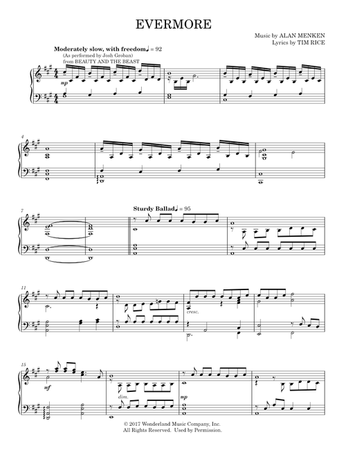 Evermore - Alan Menken, Howard Ashman, Josh Groban, Tim Rice (Piano Solo)