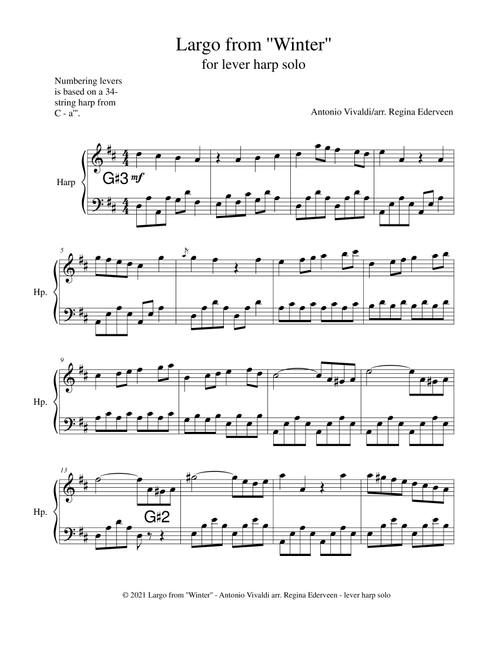 Largo from Winter (Vivaldi) - lever harp solo (Arr. Regina Ederveen) - Antonio Vivaldi (Harp)
