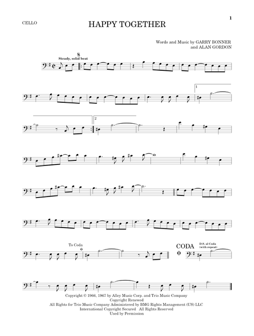 Happy Together - The Turtles (Cello Solo)