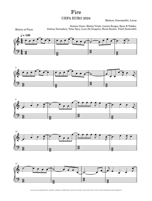 Fire (Arr. Música al Piano) - Meduza Feat. Onerepublic & Leony (Easy Piano)