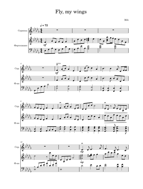 Fly, My Wings – Mili (Violin+Piano)
