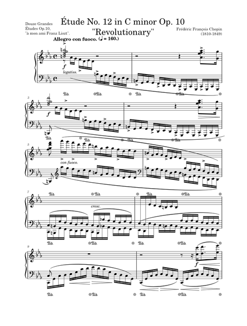 Étude in C minor 'Revolutionary', (Op. 10 No. 12), F. Chopin