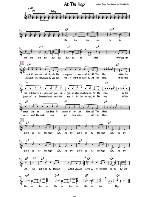 At The Hop (Lead sheet with lyrics )