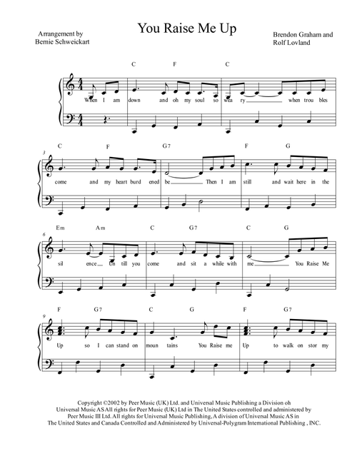 You Raise Me Up (Arr. Bernie Schweickart) - Josh Groban & The African Children's Choir (Piano-Vocal-Guitar (Piano Accompaniment))