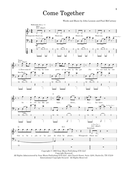 Come Together - The Beatles (Bass Tab)