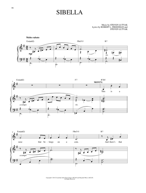 Sibella - Robert L Freedman, Steven Lutvak (Piano Vocal)