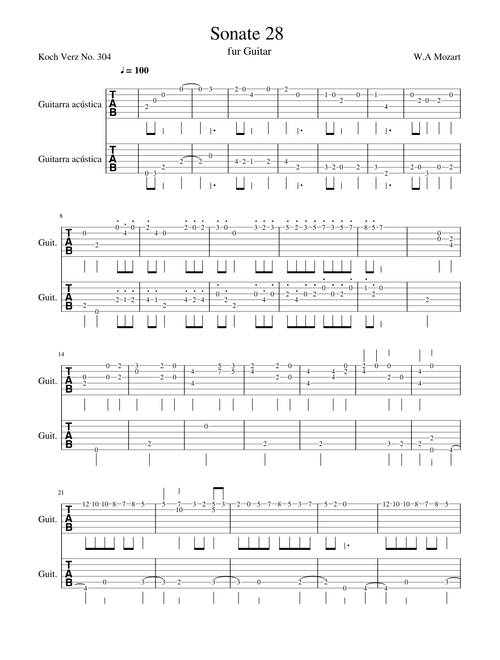 Mozart Violin Sonata In E Minor Guitar Part